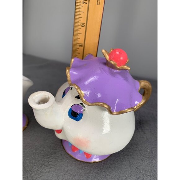 Disney Mrs. Potts & Chip Ceramic Figurine Set 1990s - Picture 10 of 13